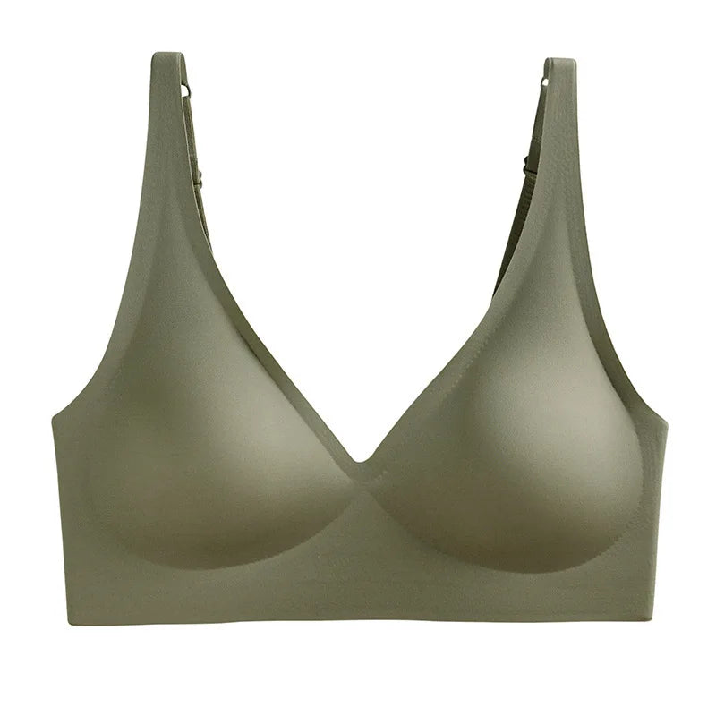 Khaki bra on a white background