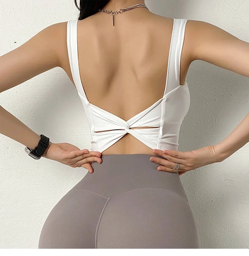 Cloud Hide Sweet Pink Sports Bra – Push-Up Yoga Crop Top Athletic Vest XS–XL