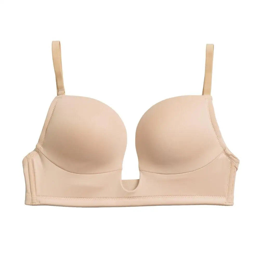 Deep Plunge Push-Up Bra – Padded Underwire Convertible Straps
