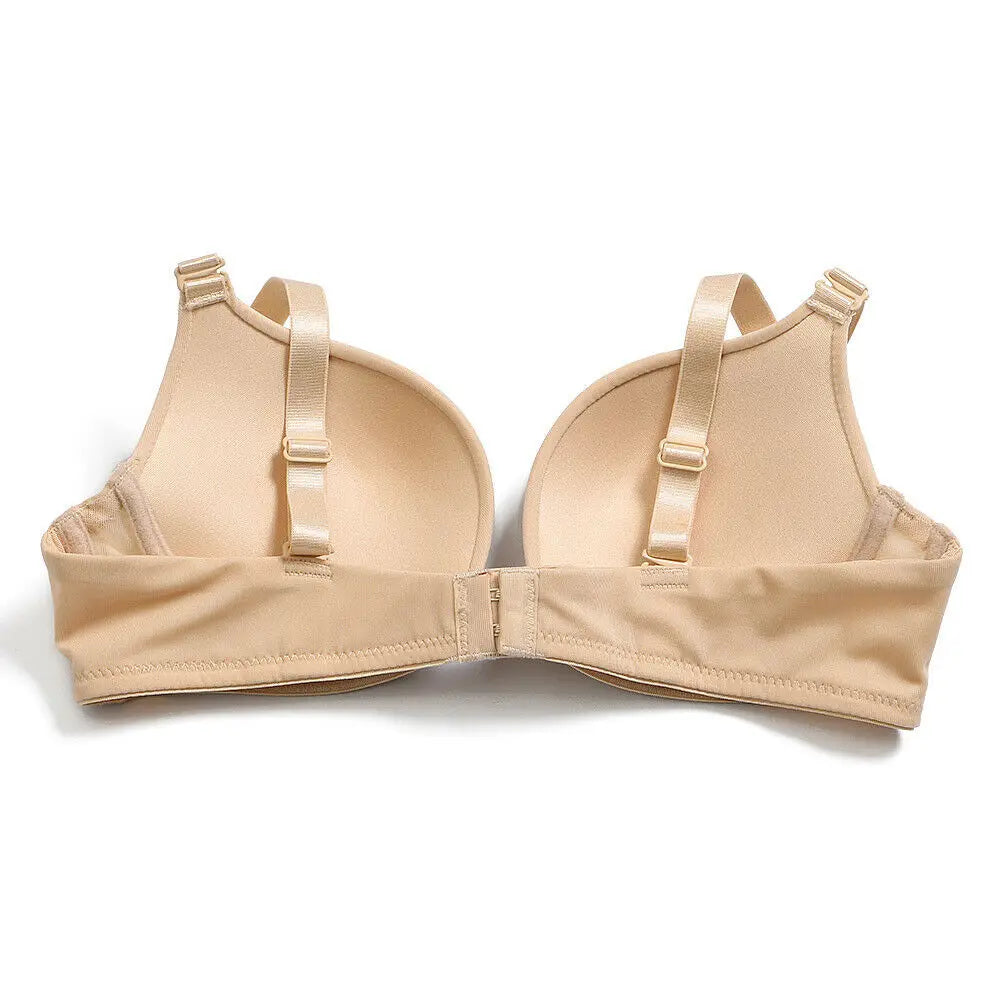 Beige bra on a white background