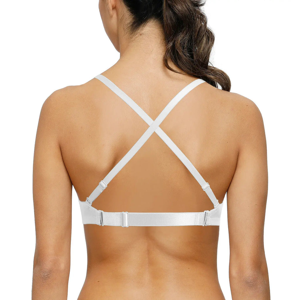 Deep Plunge Push-Up Bra – Padded Underwire Convertible Straps