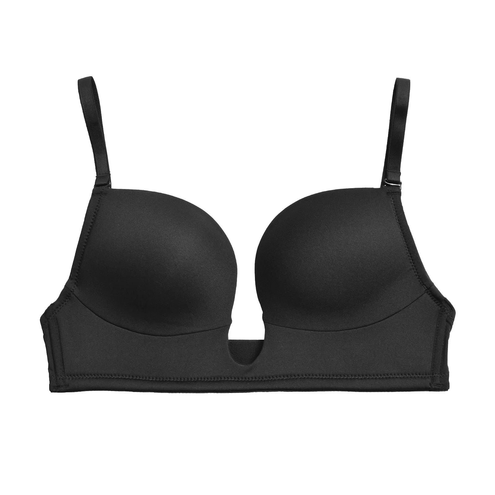 Deep Plunge Push-Up Bra – Padded Underwire Convertible Straps