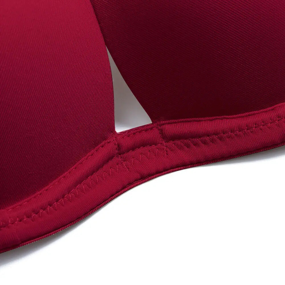 Close-up of a red bra on a white background