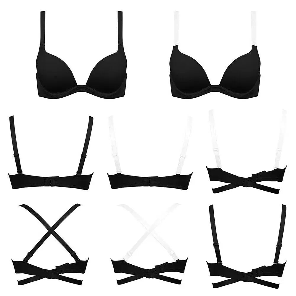 Set of black bras displayed on a white background