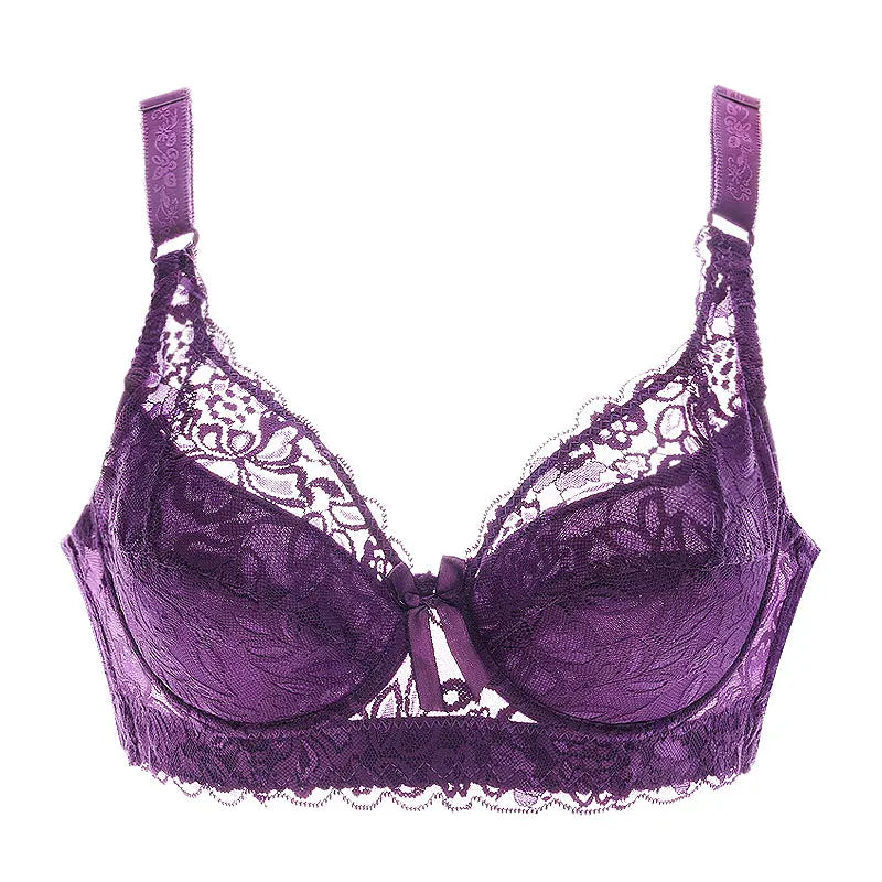 Full Cup Lace Bra – Wireless Adjustable B C D Cup (Plus Size)
