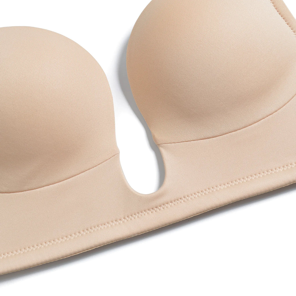 Deep Plunge Push-Up Bra – Padded Underwire Convertible Straps