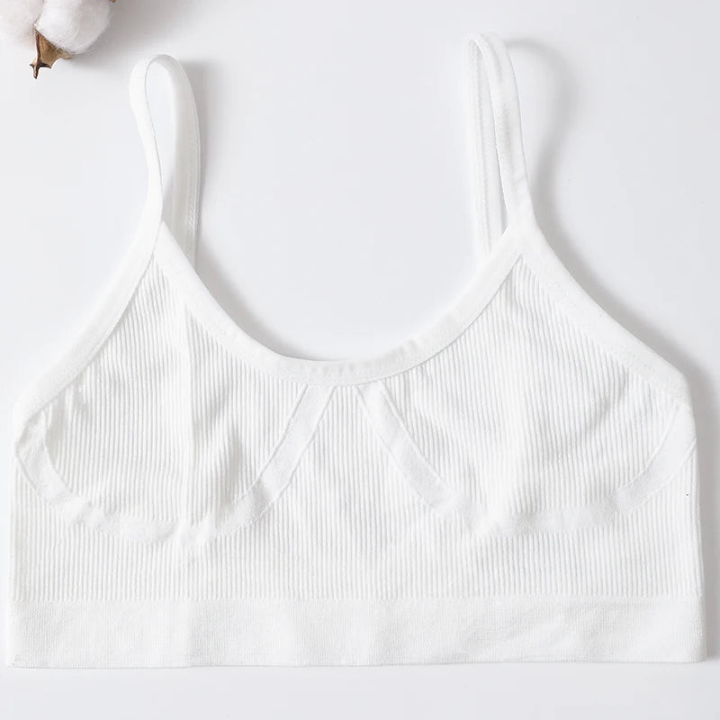 Ribbed U-Neck Wireless Bralette – Unpadded Thin Strap Crop Top