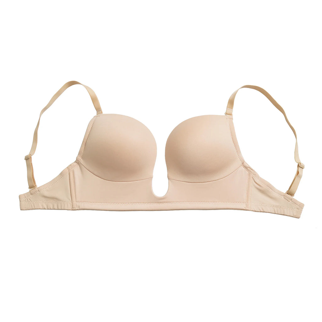 Deep Plunge Push-Up Bra – Padded Underwire Convertible Straps