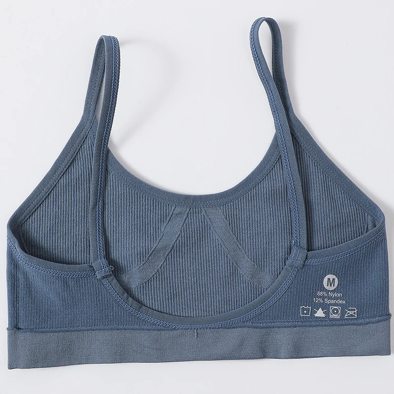 Ribbed U-Neck Wireless Bralette – Unpadded Thin Strap Crop Top