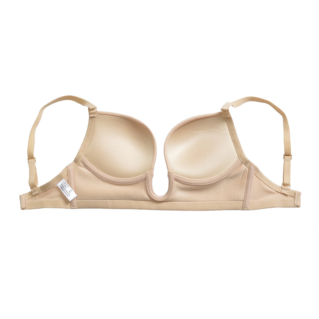 Deep Plunge Push-Up Bra – Padded Underwire Convertible Straps