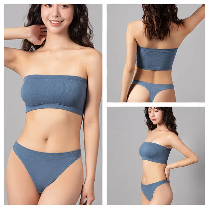2-Pack Strapless Bandeau Bra – Seamless Wire-Free Tube Crop Top M–XL