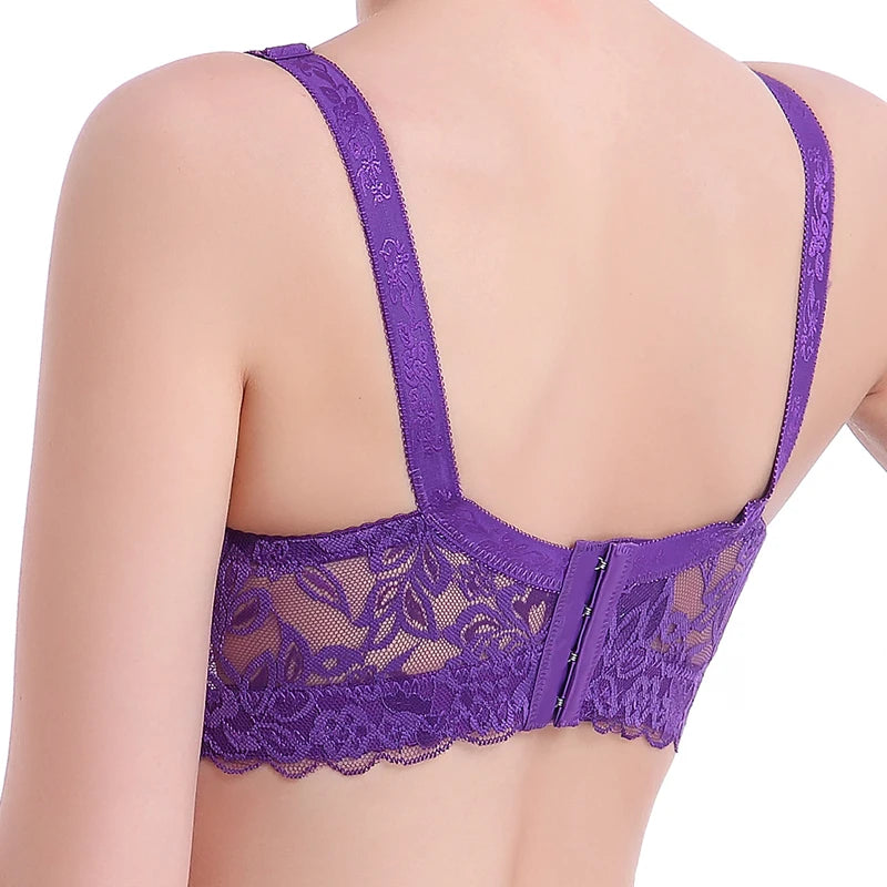 Full Cup Lace Bra – Wireless Adjustable B C D Cup (Plus Size)