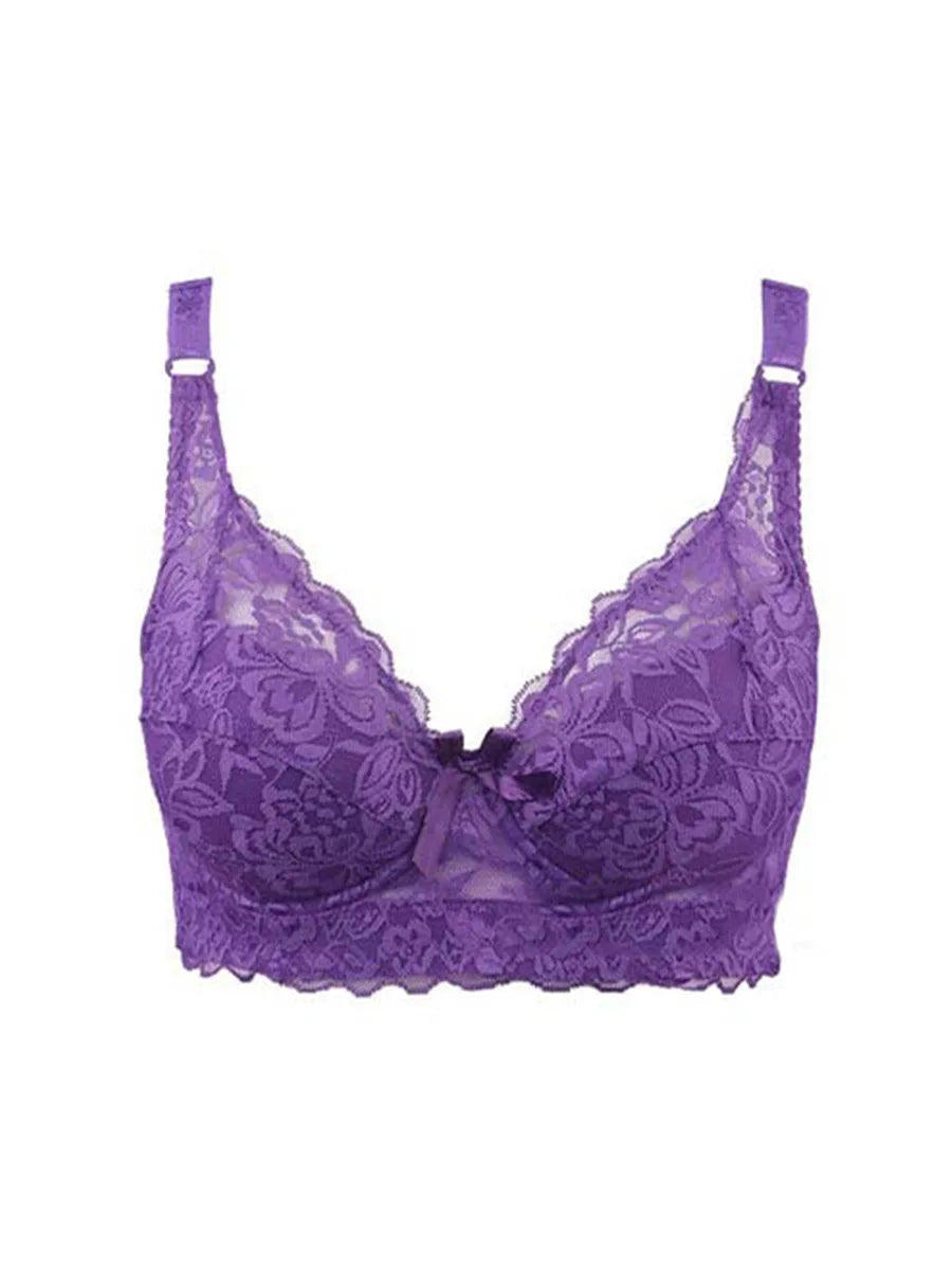 Full Cup Lace Bra – Wireless Adjustable B C D Cup (Plus Size)