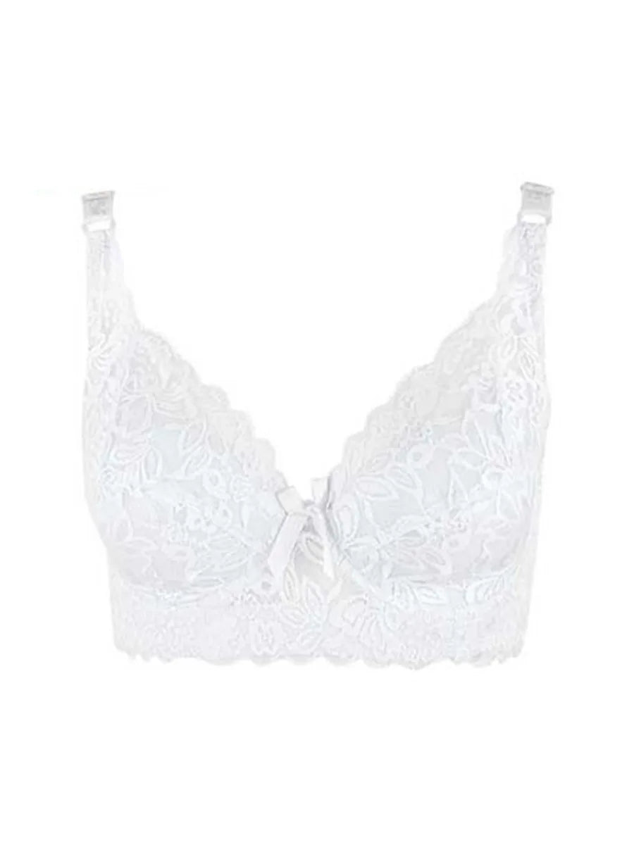 Full Cup Lace Bra – Wireless Adjustable B C D Cup (Plus Size)