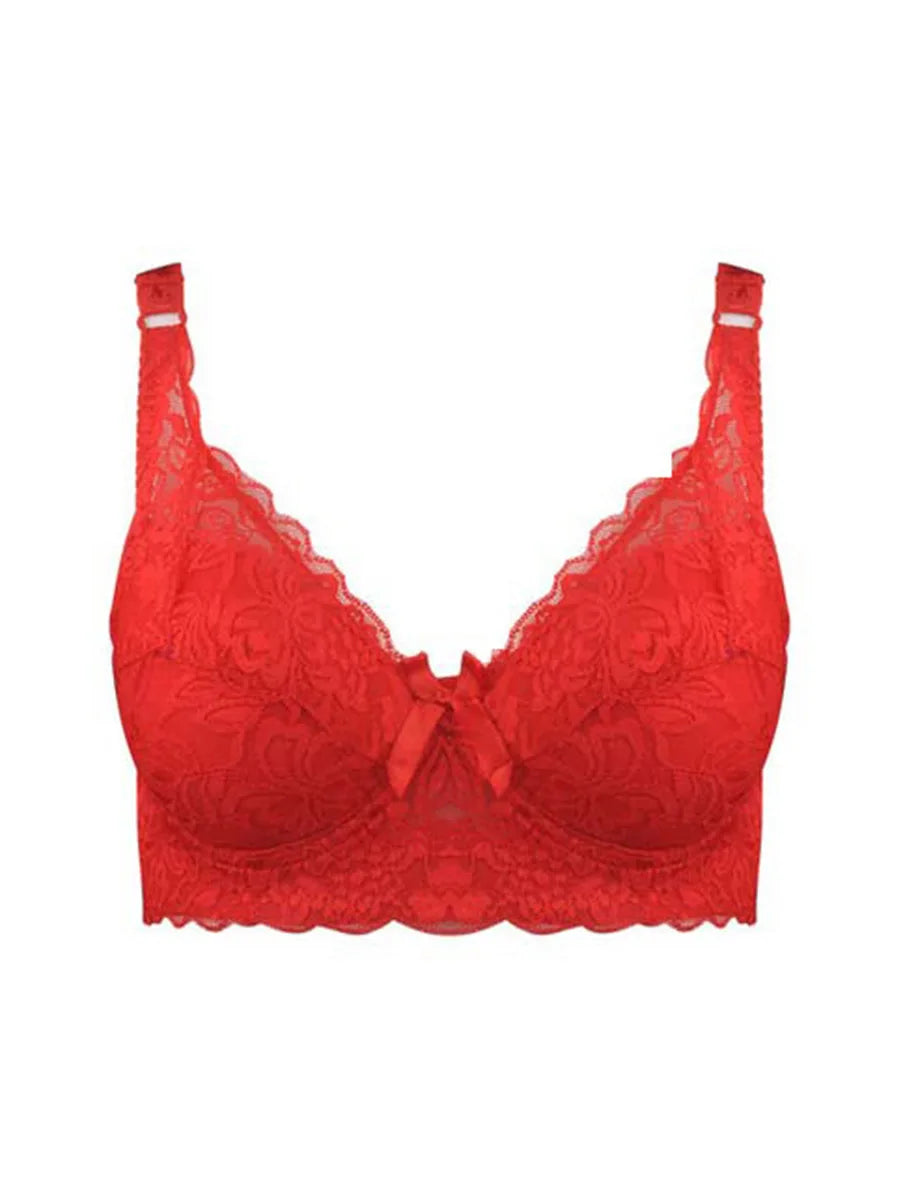 Full Cup Lace Bra – Wireless Adjustable B C D Cup (Plus Size)