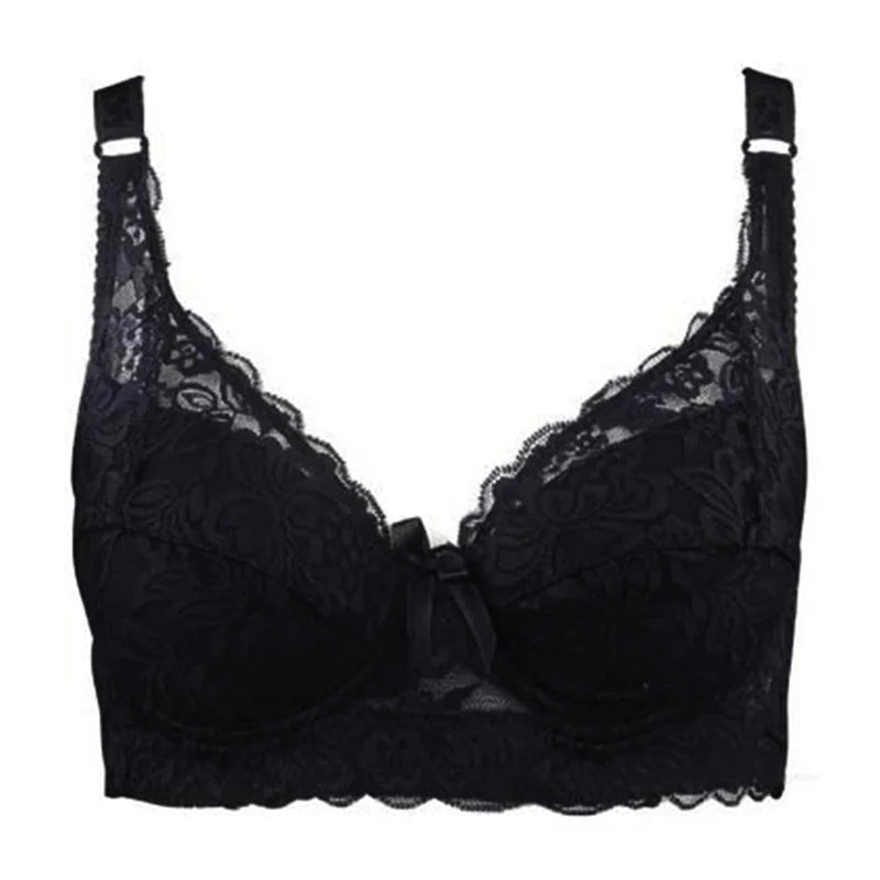 Full Cup Lace Bra – Wireless Adjustable B C D Cup (Plus Size)