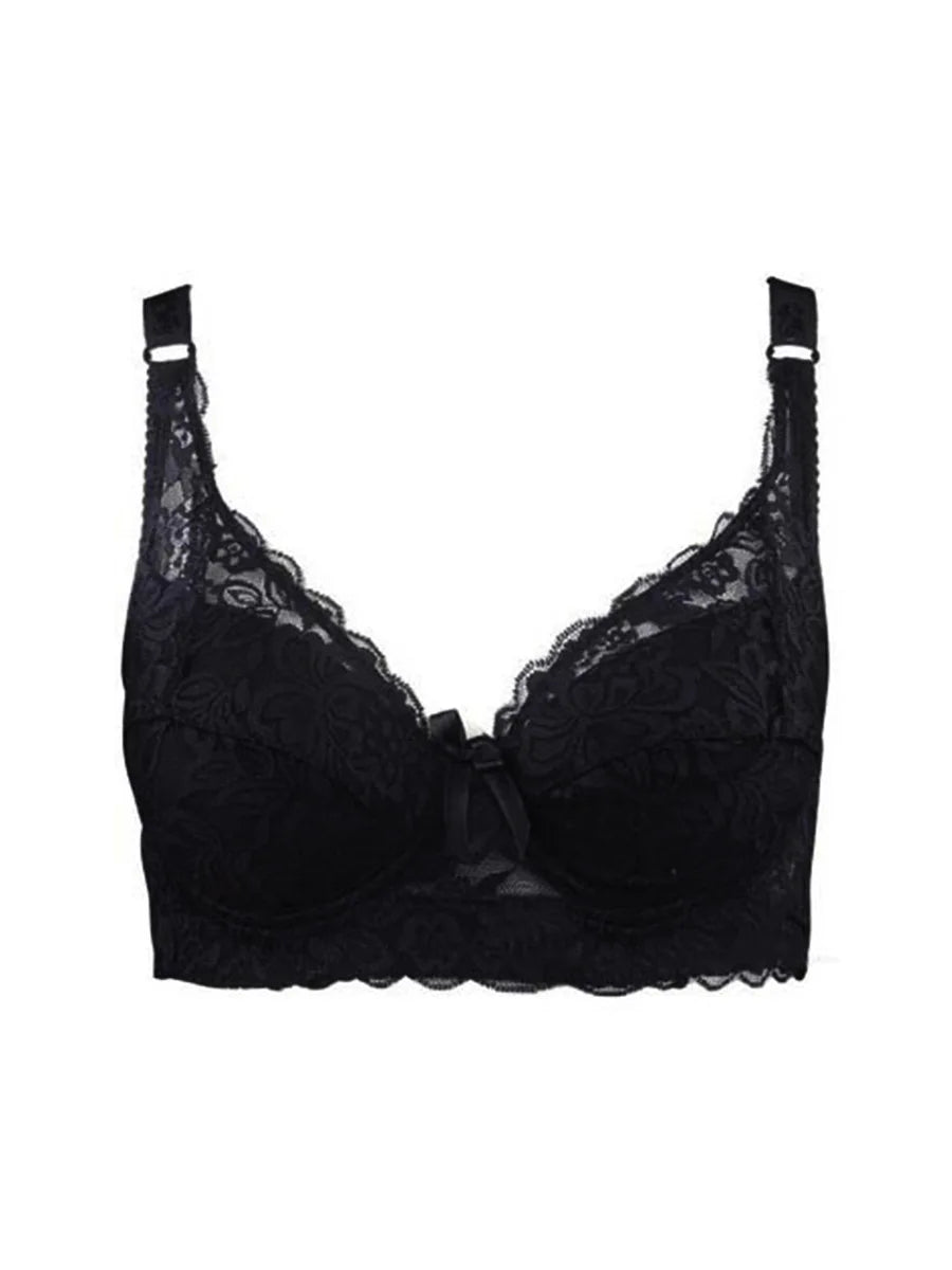 Full Cup Lace Bra – Wireless Adjustable B C D Cup (Plus Size)