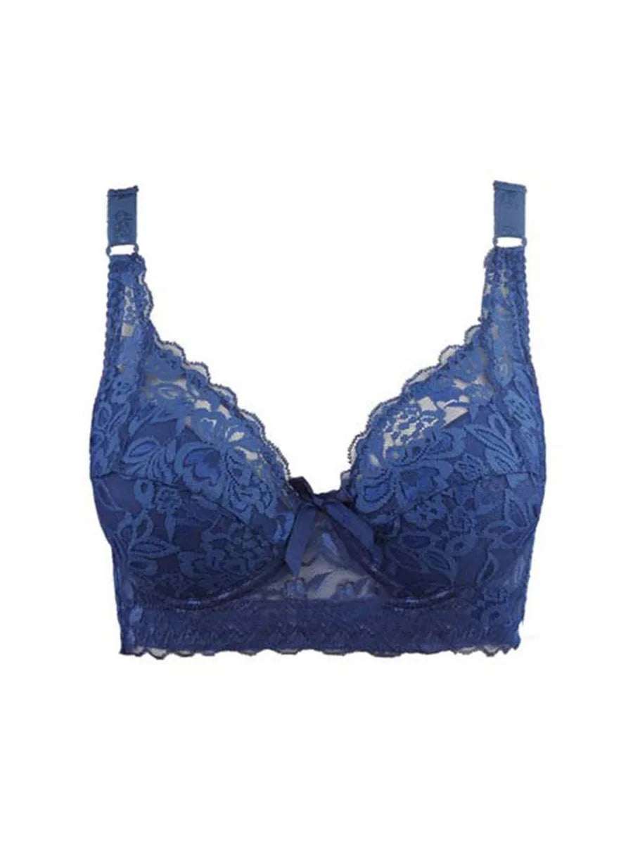 Full Cup Lace Bra – Wireless Adjustable B C D Cup (Plus Size)