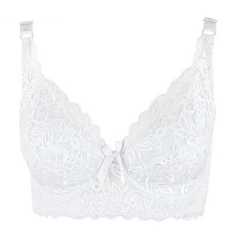 Full Cup Lace Bra – Wireless Adjustable B C D Cup (Plus Size)
