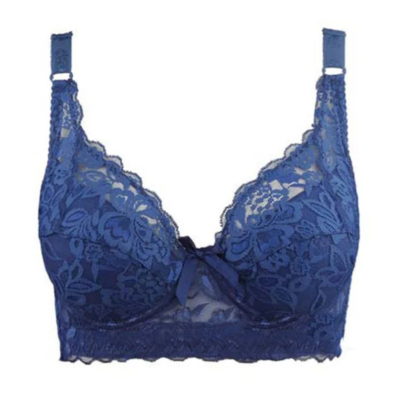 Full Cup Lace Bra – Wireless Adjustable B C D Cup (Plus Size)