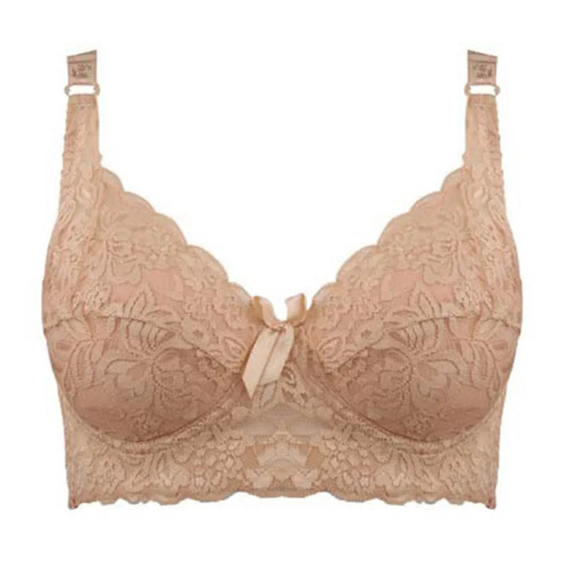 Full Cup Lace Bra – Wireless Adjustable B C D Cup (Plus Size)