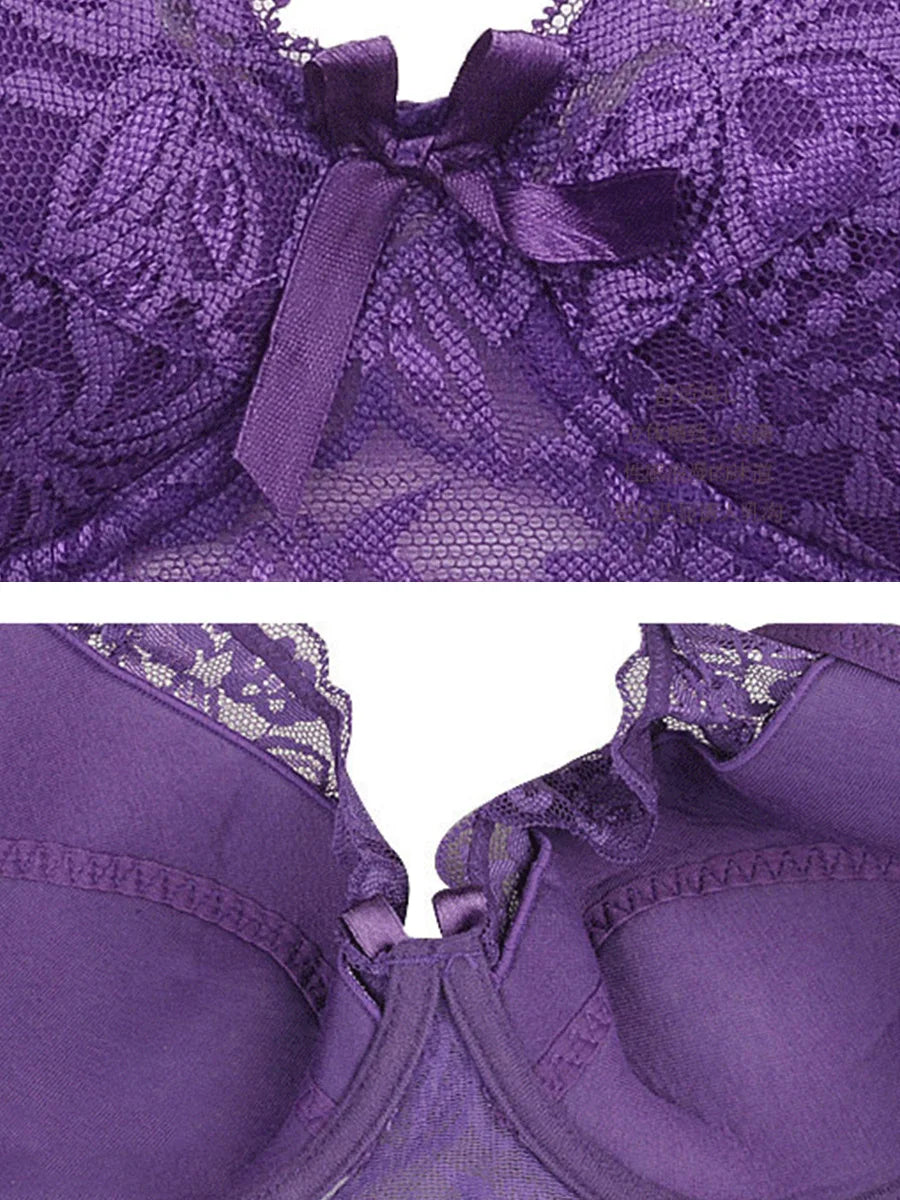 Full Cup Lace Bra – Wireless Adjustable B C D Cup (Plus Size)