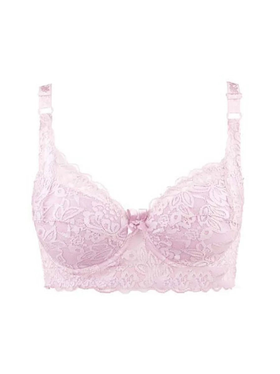 Full Cup Lace Bra – Wireless Adjustable B C D Cup (Plus Size)