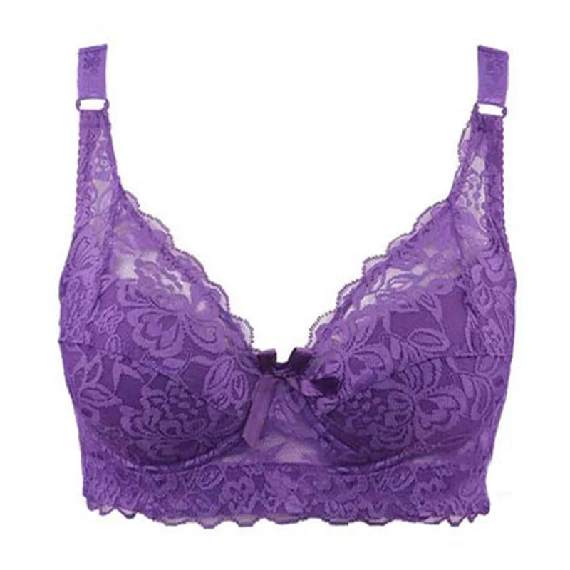 Full Cup Lace Bra – Wireless Adjustable B C D Cup (Plus Size)