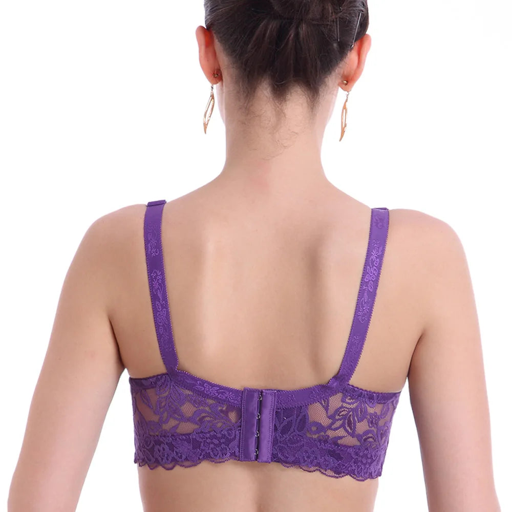 Full Cup Lace Bra – Wireless Adjustable B C D Cup (Plus Size)