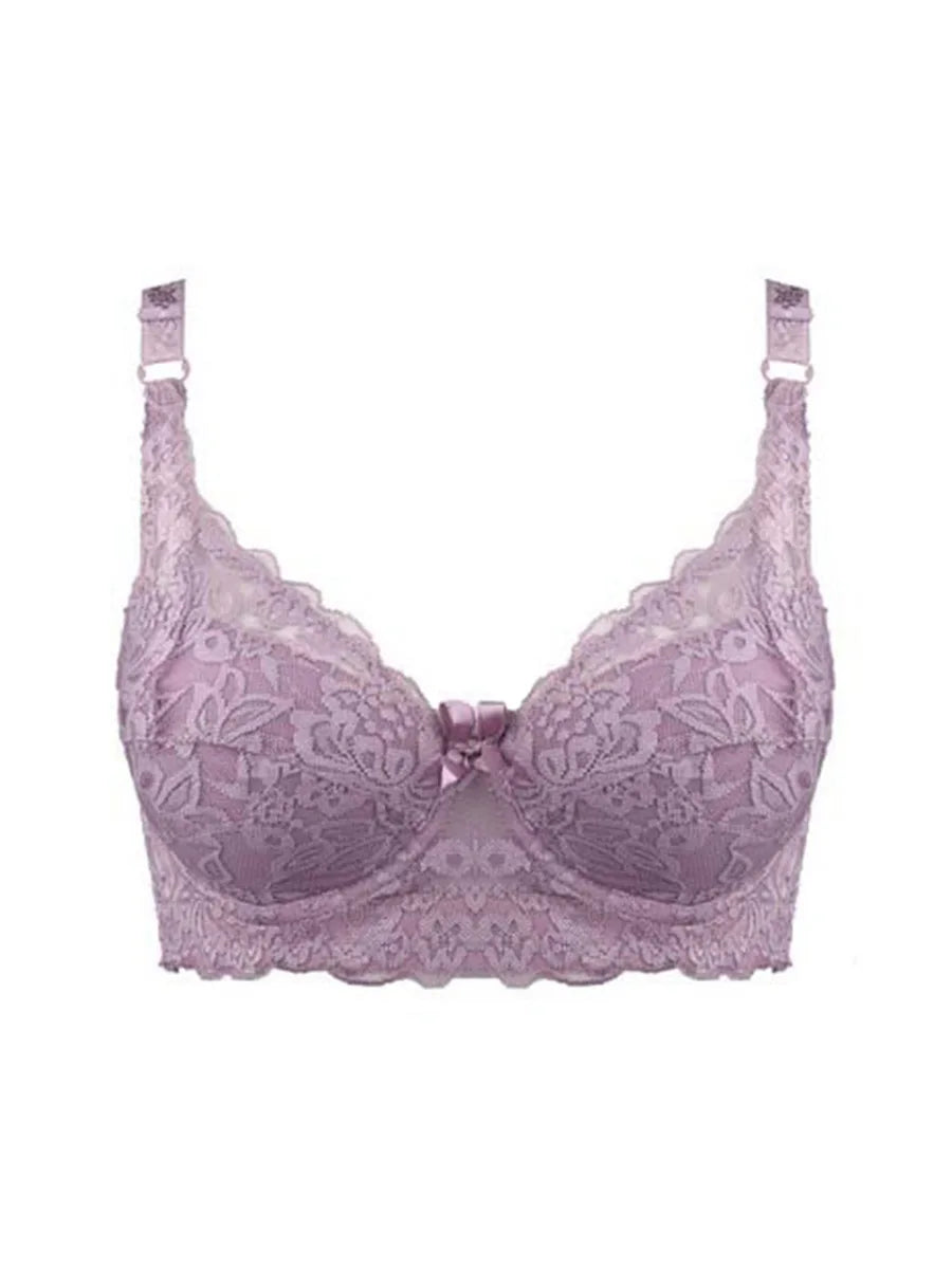 Full Cup Lace Bra – Wireless Adjustable B C D Cup (Plus Size)