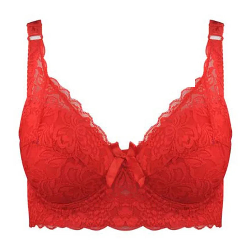 Full Cup Lace Bra – Wireless Adjustable B C D Cup (Plus Size)