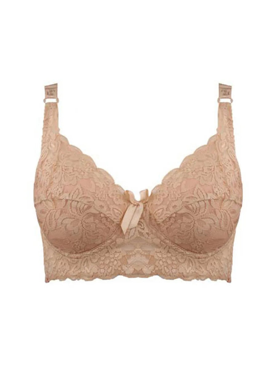 Full Cup Lace Bra – Wireless Adjustable B C D Cup (Plus Size)
