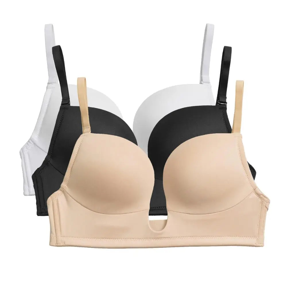 Deep Plunge Push-Up Bra – Padded Underwire Convertible Straps