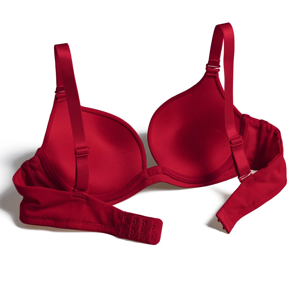 Red bra on a white background