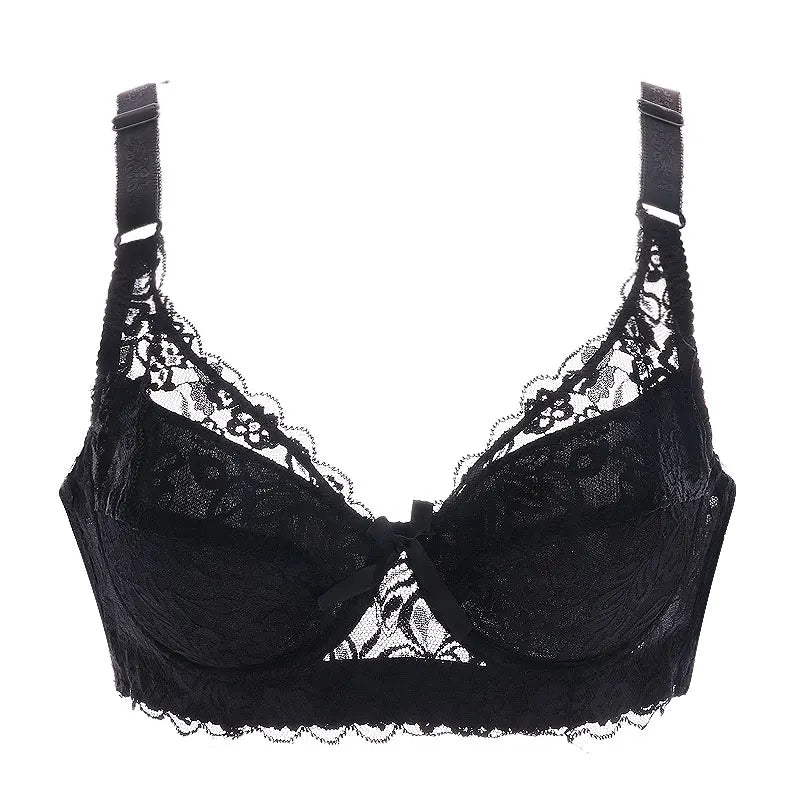 Full Cup Lace Bra – Wireless Adjustable B C D Cup (Plus Size)