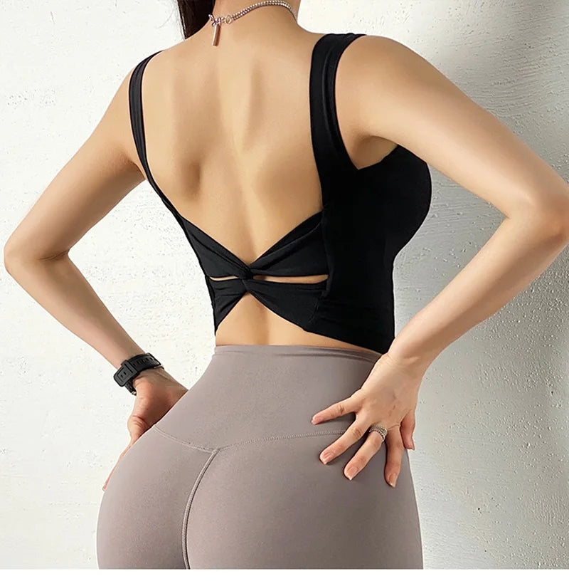 Cloud Hide Sweet Pink Sports Bra – Push-Up Yoga Crop Top Athletic Vest XS–XL