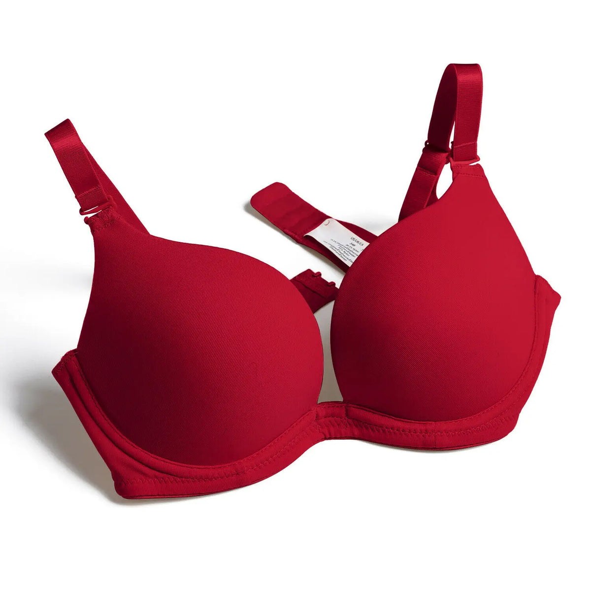 Red bra on a white background
