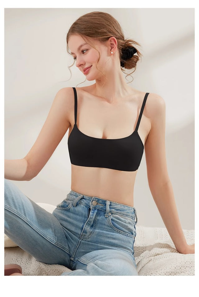 Nude Seamless Invisible Bra for Small Bust – Wireless Half Cup No-Show T-Shirt