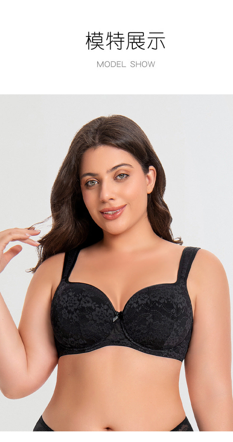 Women's Push Up Balconette Bra Full Coverage Lace Embroidered Underwire Wide Straps Lingerie 34 36 38 40 42 D E F G H I J