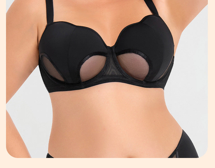 Women's Hollow Out Cup Push Up Bra Full Coverage Supportive  Underwire Female Balconette Lingerie 34 36 38 40 42 D E F G H I J