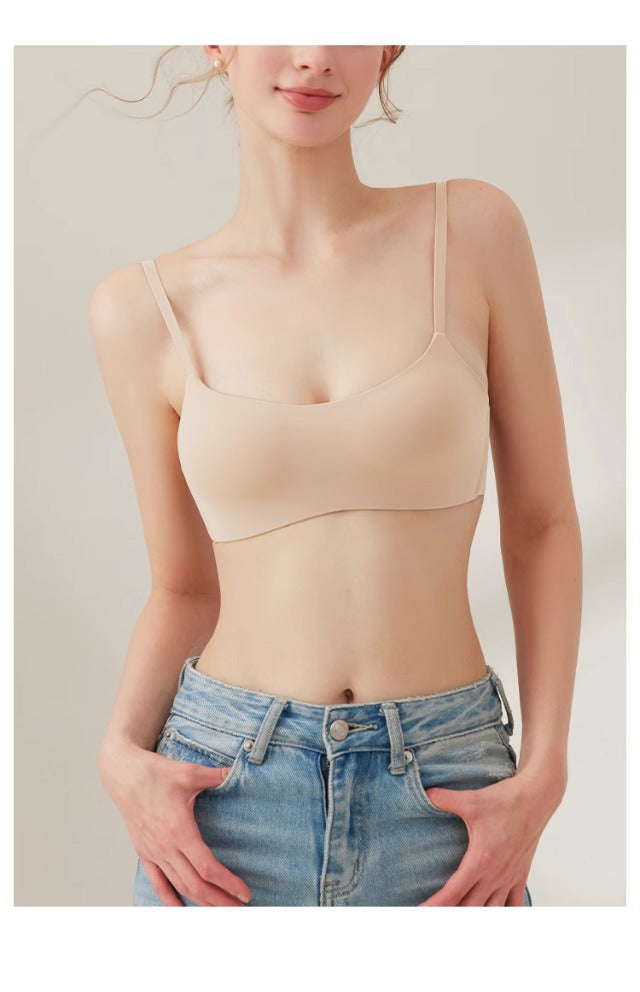 Nude Seamless Invisible Bra for Small Bust – Wireless Half Cup No-Show T-Shirt