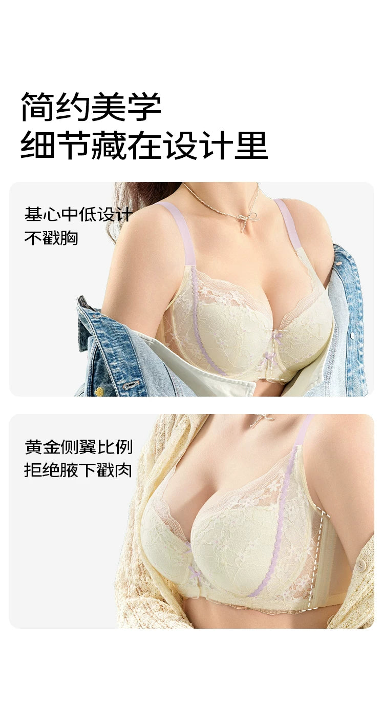 Lace Embroidery Balconette Bra for Women Lightly Padded Underwire Lingerie Large Sizes 34 36 38 40 42 B C D E F G Cups