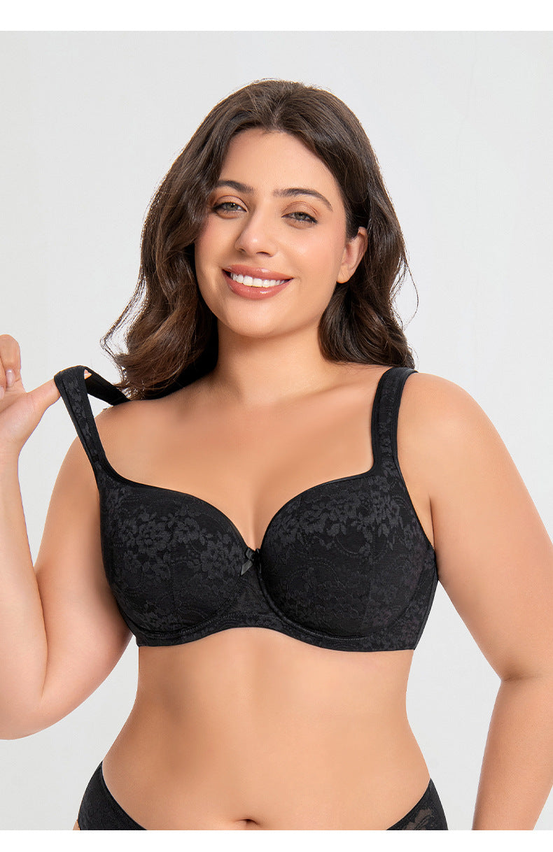 Women's Push Up Balconette Bra Full Coverage Lace Embroidered Underwire Wide Straps Lingerie 34 36 38 40 42 D E F G H I J