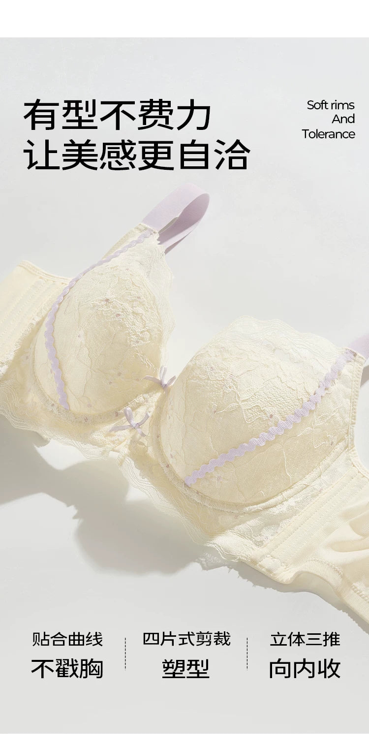 Lace Embroidery Balconette Bra for Women Lightly Padded Underwire Lingerie Large Sizes 34 36 38 40 42 B C D E F G Cups