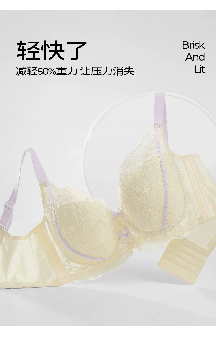 Lace Embroidery Balconette Bra for Women Lightly Padded Underwire Lingerie Large Sizes 34 36 38 40 42 B C D E F G Cups