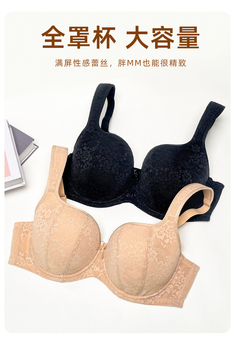 Women's Push Up Balconette Bra Full Coverage Lace Embroidered Underwire Wide Straps Lingerie 34 36 38 40 42 D E F G H I J