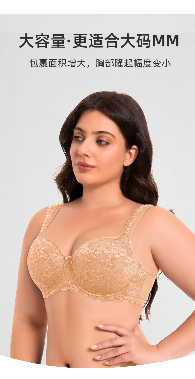 Women's Push Up Balconette Bra Full Coverage Lace Embroidered Underwire Wide Straps Lingerie 34 36 38 40 42 D E F G H I J