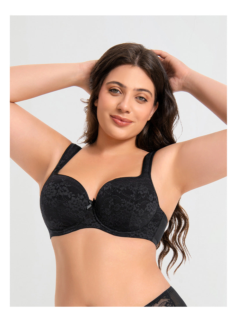 Women's Push Up Balconette Bra Full Coverage Lace Embroidered Underwire Wide Straps Lingerie 34 36 38 40 42 D E F G H I J