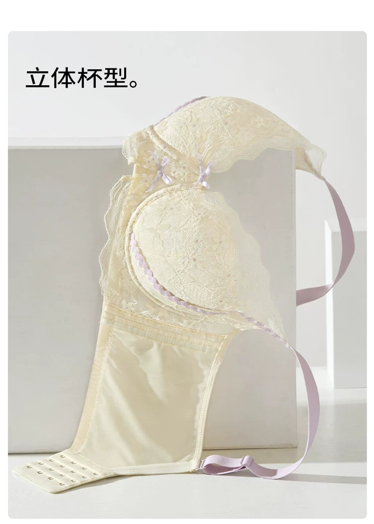 Lace Embroidery Balconette Bra for Women Lightly Padded Underwire Lingerie Large Sizes 34 36 38 40 42 B C D E F G Cups