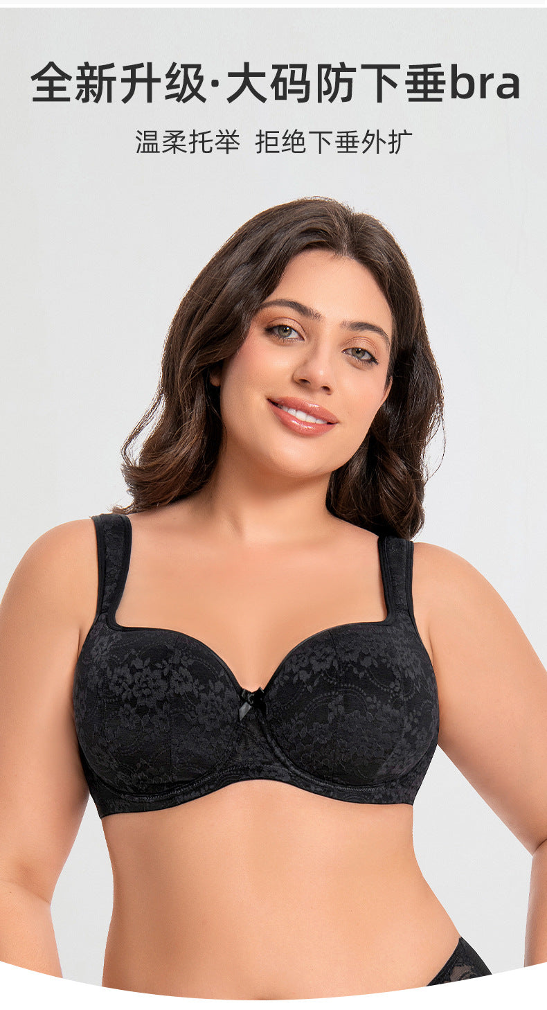 Women's Push Up Balconette Bra Full Coverage Lace Embroidered Underwire Wide Straps Lingerie 34 36 38 40 42 D E F G H I J